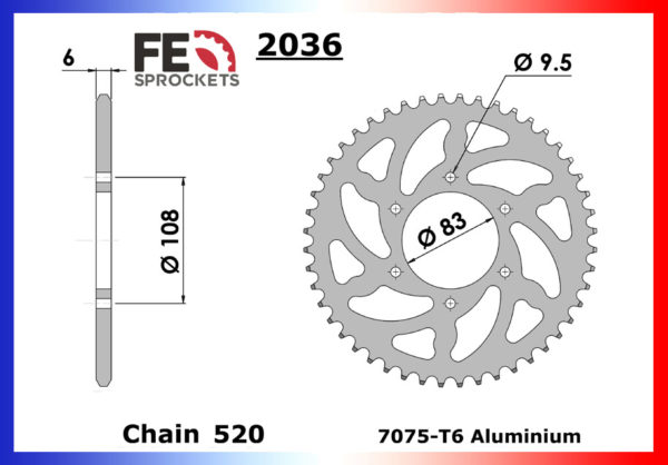 Couronne 52 dents chaine 520